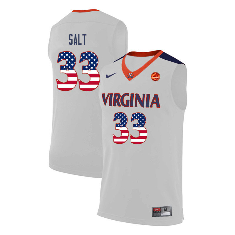 Men Virginia Cavaliers #33 Jack Salt College Basketball USA Flag Fashion Jerseys-White - Click Image to Close